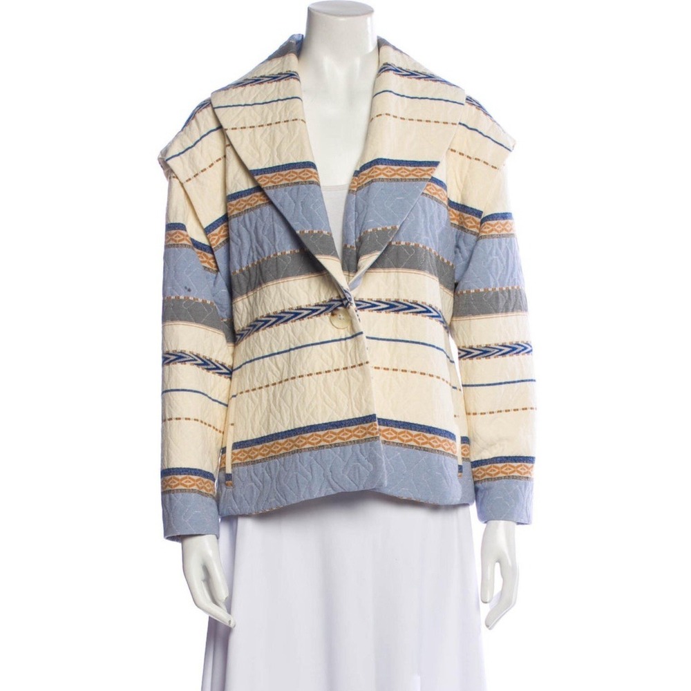 Intermix Quilted Striped One Button Blazer Southwestern Pattern Sz P (fits a M)